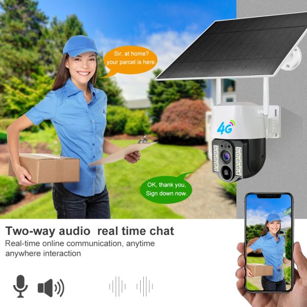 1080P HD Smart Security 4G Night Vision CCTV Camera Solar Powered Wifi PTZ IP Camera