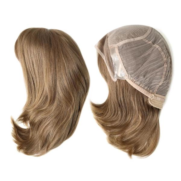 Jewish Wigs Brown Injection Silk Top Kosher Lace Front Jewish Wigs New Glueless Silk Top Human Hair short European Hair Jewish Wig
