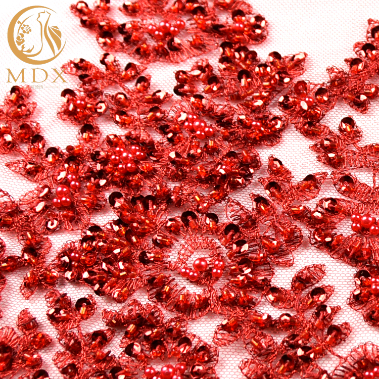 Ткань шнурка яркого блеска 1 двора/красное украшение шнурка Sequin для платья партии