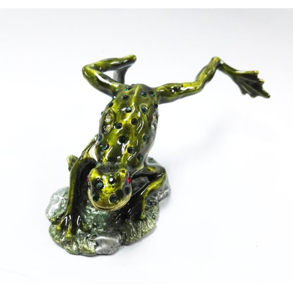 Leaves the frog shape trinket box with rhinestone for lovely jewelry box