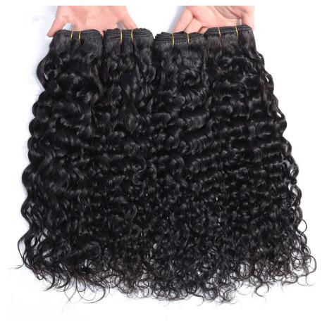 20 Inches Water Wave Long Hair / Virgin Cambodian Hair Extensions Double Weft