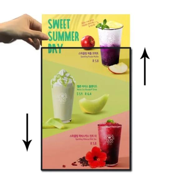 A4 Ultra Slim Aluminum Movie Poster Light Box Single Side Display Both Vertical and Horizontal Hanging for Glass