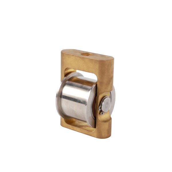 Custom Brass Bracket with Stainless Steel Roller - Precision Machined Metal Parts with Dual-Material Construction and CNC Machining