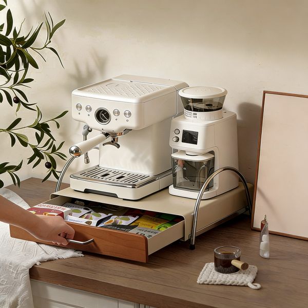 Living Room mesa 2 Tier Pull out Coffee Pod Storage Box Coffee Machine Rack with Drawer Tea Bag Organizer Kitchen Spice Shelf