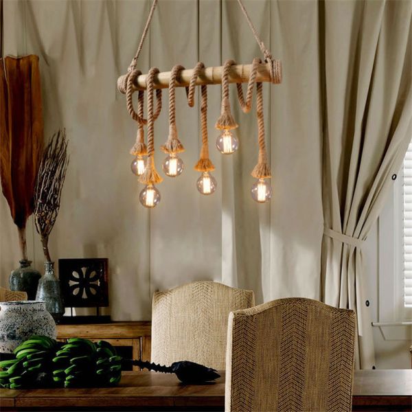 Vintage Rope pendant light Personality Loft for Kitchen Cafe Bar Decor bamboo pendant light(WH-VP-74)