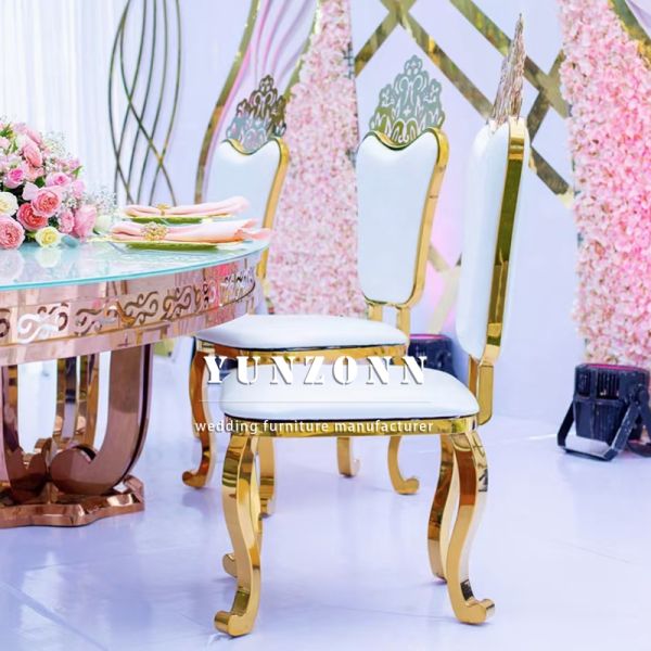 New Design High Back Stainless Steel King Throne Chair Luxury Event Wedding Chair Hotel Dining Living Room