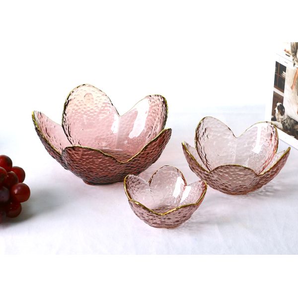 16cm Sakura Shaped Solid Colored Glass Salad Bowl Dia 16cm
