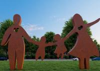 Parque público de jardim Arte de metal Corten Escultura de figura familiar de aço
