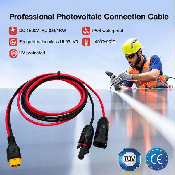 Cables solares fotovoltaicos para sistemas solares al por mayor, conectores terminales Xt60, cables solares macho-hembra