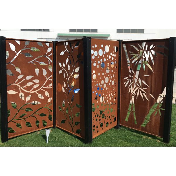 High Strength Laser Cut Corten Steel Panel Screen For Garden Decoration