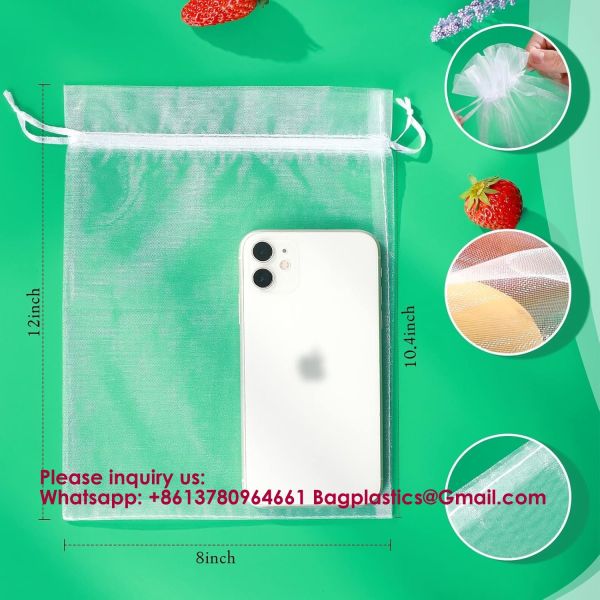 Garden Fruit Protection with Drawstring Reusable Netting Mesh Bags Fruit Netting Bags Fruit Trees Fruit Cover Mesh Bag With Drawstring, Netting Barrier Bags Grapes Mango Fruit Trees Veggies Garden