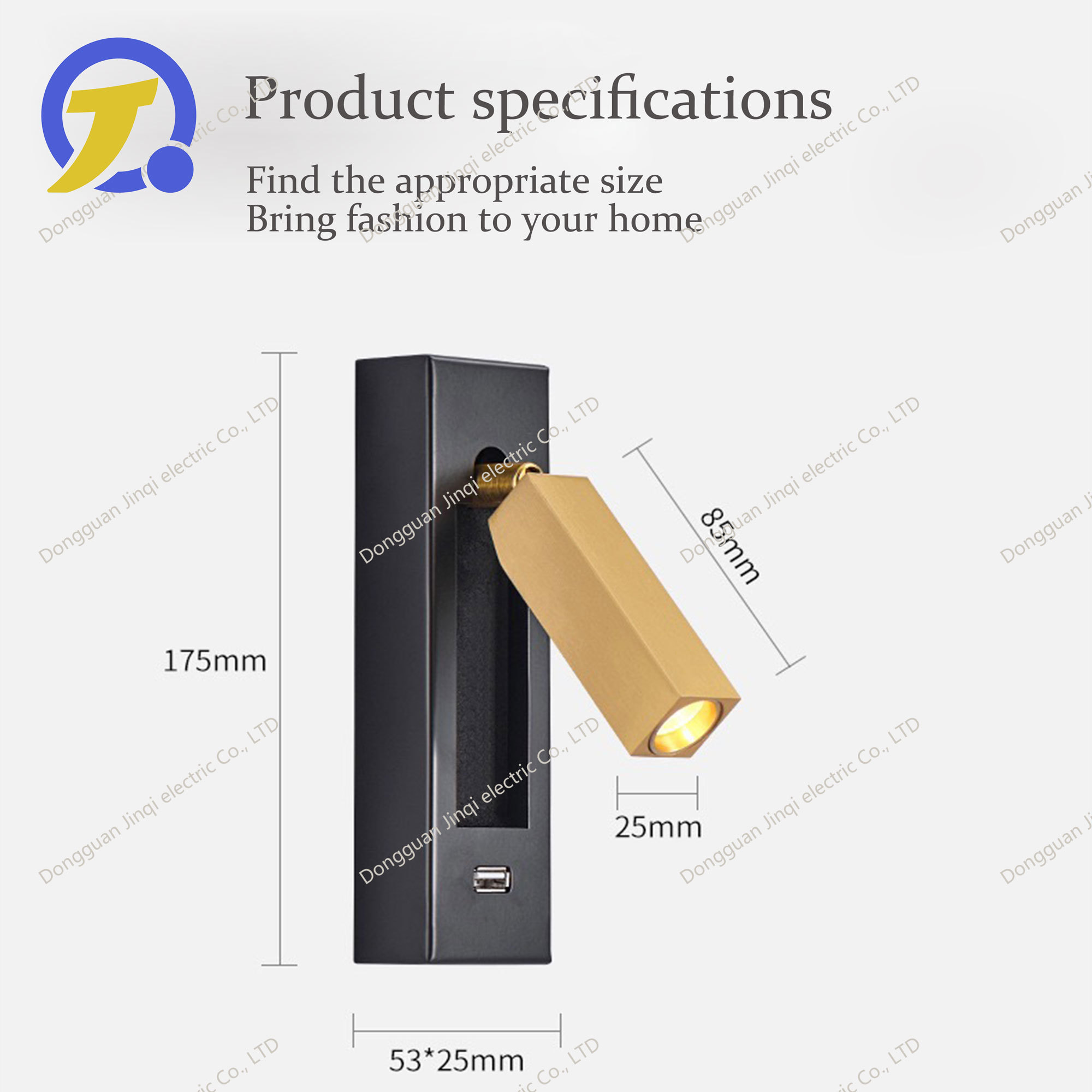 LED wall lamp with USB function and 3000K color temperature - American-style reading lamp for bedroom