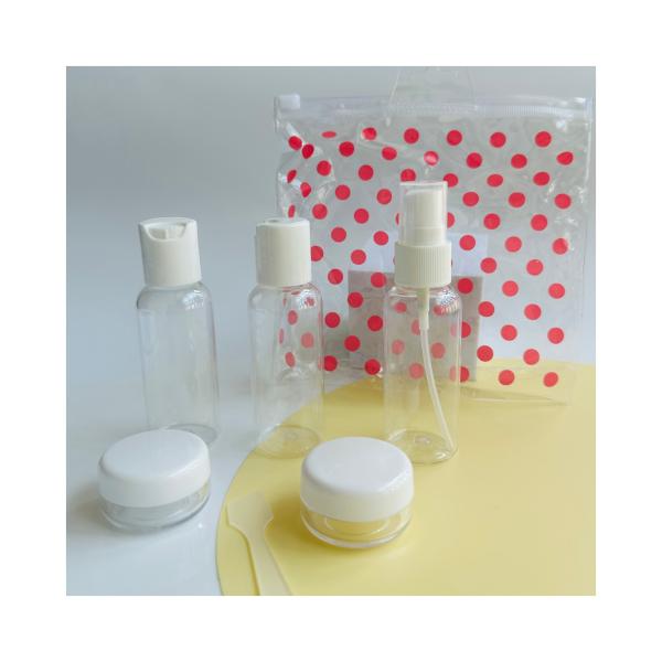7pcs PET Bottle PP Cap PS Jar PUMP SPRAYER Travel Kits for Airline Metamorphosing