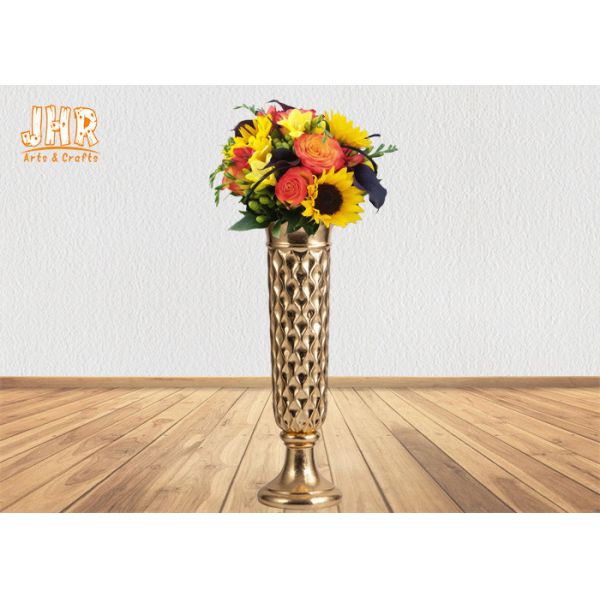 Trumpet Shape Floor Vases Homewares Decorative Items Gold Leafed Fiberglass Table Vases