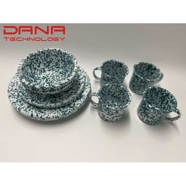 Sustainable Customized Decal Mixing Color Enamel Mug Bowl Pot Sets Suitable Option for Outdoor Camping Middle East Style