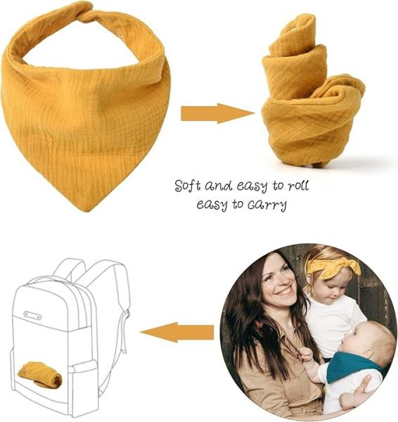 Plain Color Snap Bandana Bibs Muslin Teething Bibs Soft Skin Friendly Customizable For Baby