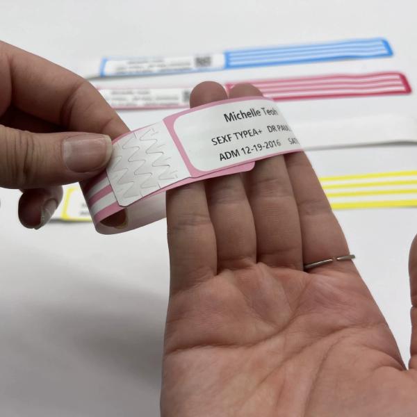 Identificación de pacientes optimizada y térmica imprimible con pulsera rectangular para pacientes de hospital y material de vinilo duradero