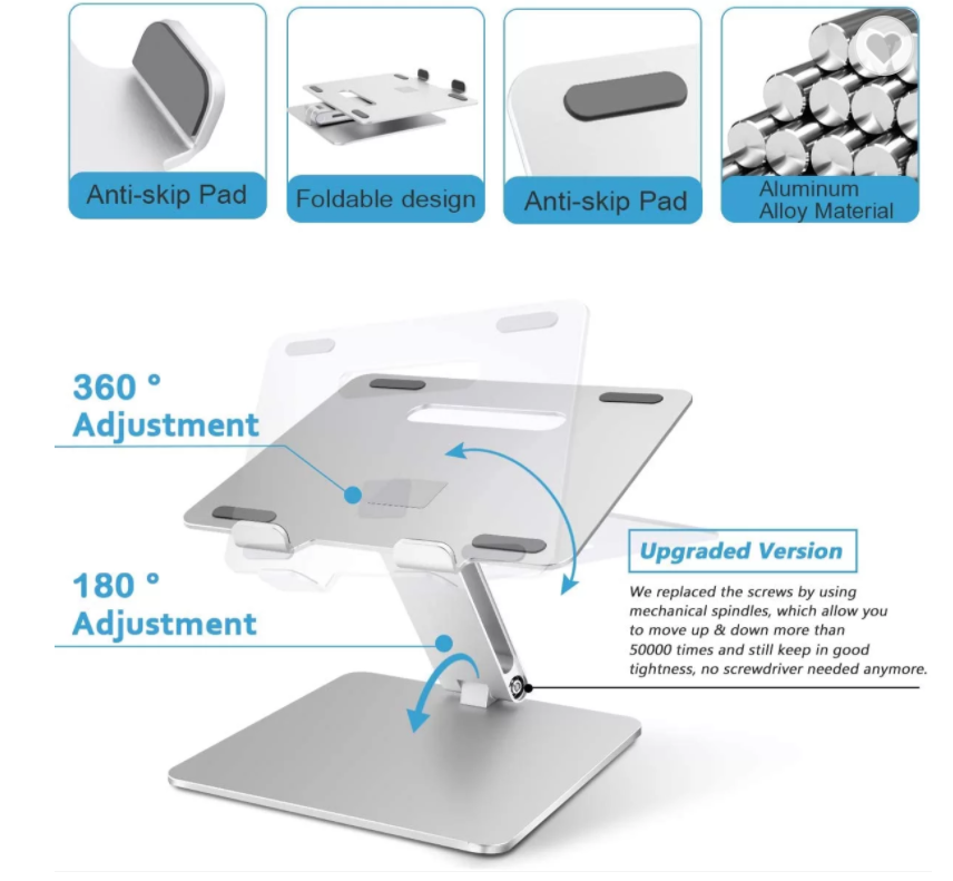 ROHS 17inches Laptop Standing Desk Riser / Metal Laptop Stand