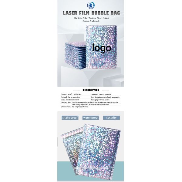 Laser Film Bubble Slider Zipper Bags Pack Express Poly Bubble Mailers Padded Shipping Mailing Bags Custom Logo