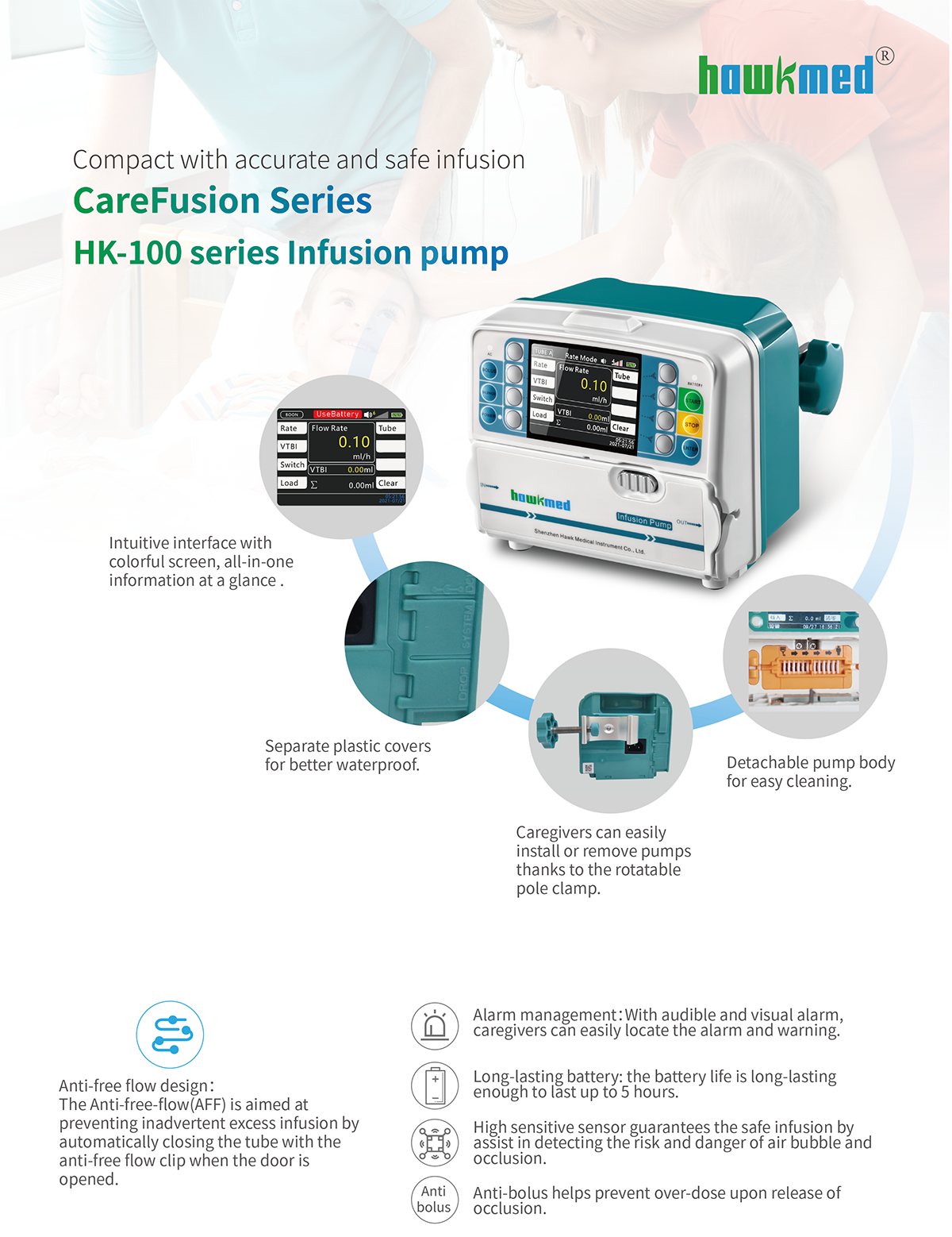 Hot selling factory price for the  Portable Volumetric Infusion Pump For Medical Care ISO