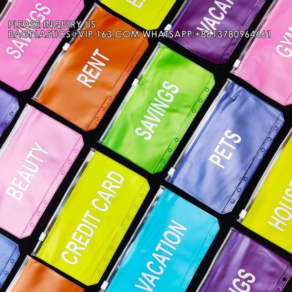 Cash Budget Envelopes For Budgeting Slider Zipper Binder Pouch Loose Leaf Bags Insert Pages Waterproof Document