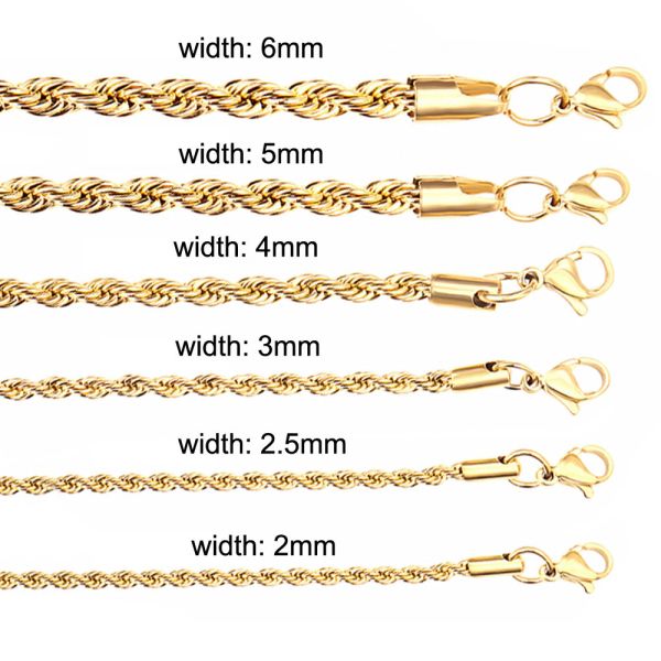 Twisted Rope Necklace Collarbone Chain Stainless Steel Multi-spec Size Hip Hop Twist