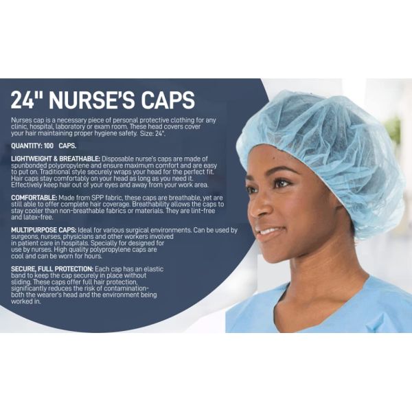 Elastic Cap covers, Medical Disposable Surgical Head Caps, Nonwoven Bouffant Mob Cap, Hair Net NURSE CAP