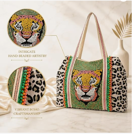 Amalfi Beaded Tote Bag for Women || Coastal Beach Tote || Hand-Beaded Summer Handbag