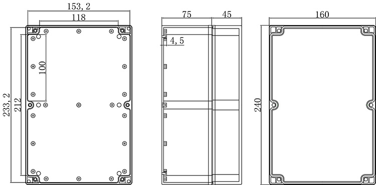 случай IP65 240x160x120mm пластиковый для радиотехнической аппаратуры