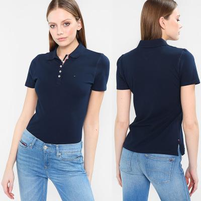 Partes superiores por atacado da roupa das mulheres do polo da forma do verão com botão