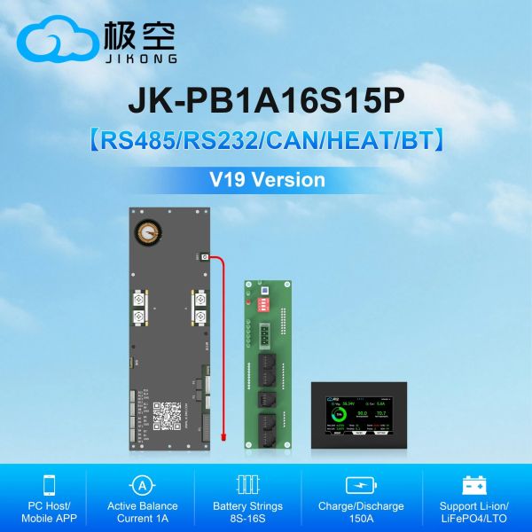 Jk Pb1a16s15p BMS for Solar Energy Storage 16s Compatible with Deye/Growatt
