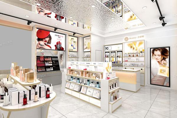 美容ストアの家具、化粧品店の棚、カスタマイズされたショップの装飾、ブランディングストアのデザイン