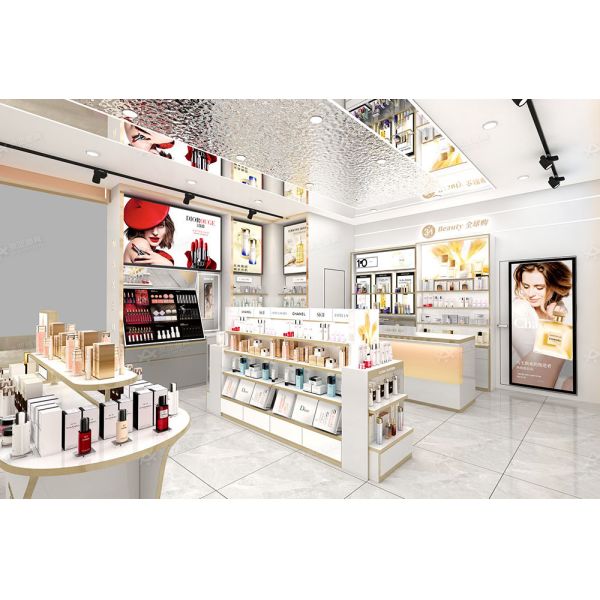 Mobilier de magasin de beauté Étagère de magasin de cosmétiques pour la décoration de magasin personnalisée Conception de magasin de marque