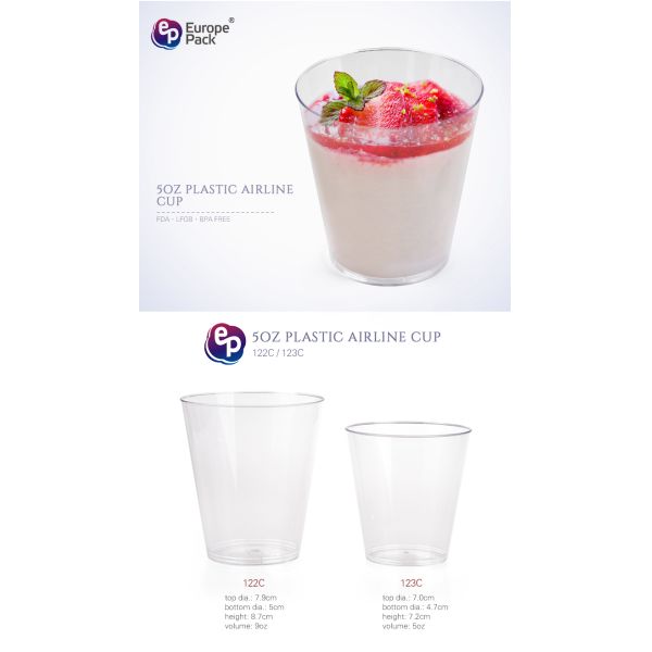 Plastic dinnerware food grade PS clear 5oz airline cup for beverage