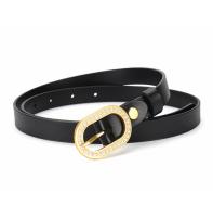 Feather Edge Adjustable Size Fashion Ladies Split Leather Belt Pearl Stone Buckle