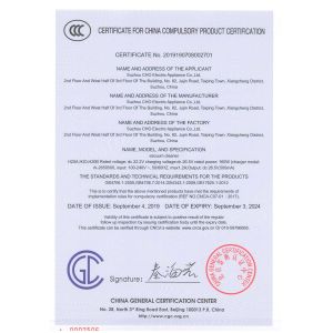 Jiangsu CHO Technology Co.,Ltd Certifications