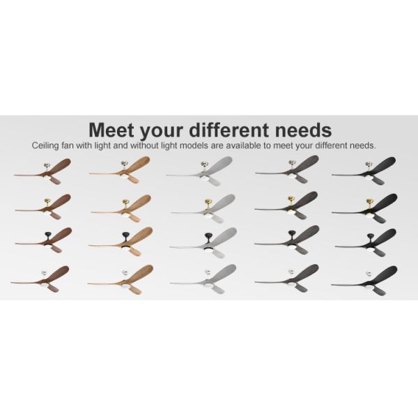 Ventilador de teto de 60 polegadas com controle remoto e vento natural