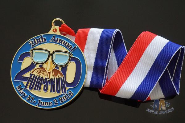Custom Tom'S Run Metal Award Medals Soft Enamel Shiny Gold Or Brass Plating