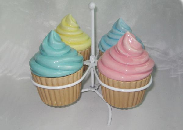 Mini Ceramic Cupcake Box , Ceramic Ice Cream Cups With Lids Earthenware