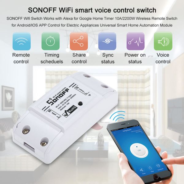 Sonoff Basic 10a/2200w Smart Home Automation Wifi Switch Remote Wireless Timer Light Control