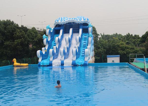 Metal Pool Inflatable Amusement Park , Outside Water Parks Lake Side Installed