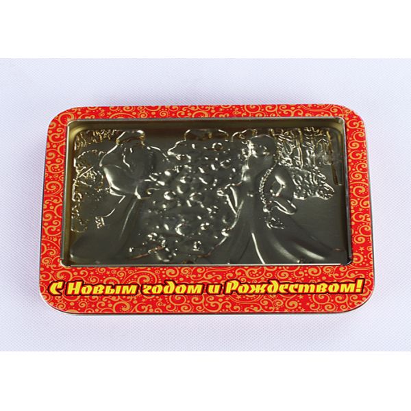 Christmas Red Candy Gift Tin Containers With Clear PVC Or PET Window YT1155