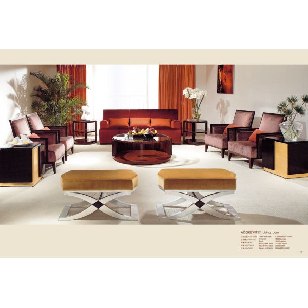 Red Color Hotel Room Sofa Apartment Fabric / Leather Simple Leisure Sofa