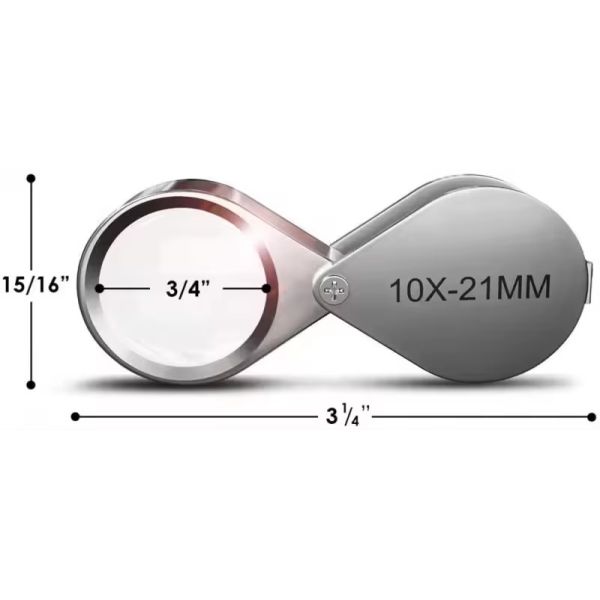 10X Magnification Jewelers' Loupe with Foldable Design and Durable Metal Construction for Jewelry Inspection