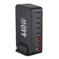 440W GaN chargeur rapide 8 ports USB HUB PD/PPS Prise en charge pour ordinateur portable / tablette / smartphone