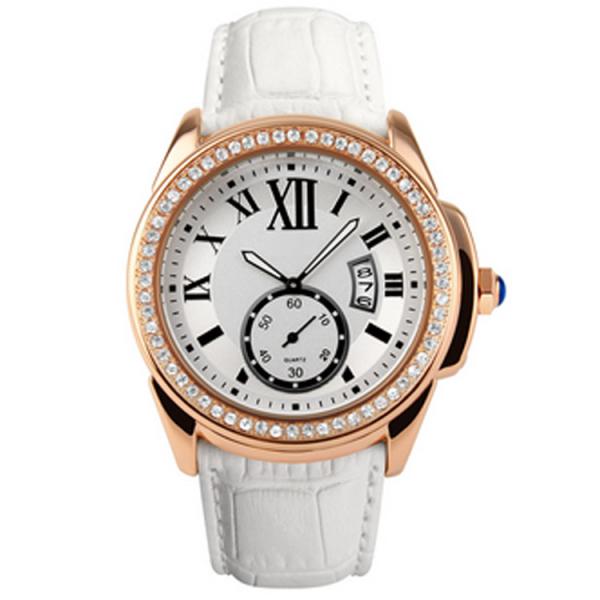Big Dial Luxury Alloy Wrist Watch With Diamond Stone Case , Women Jewellery Watches