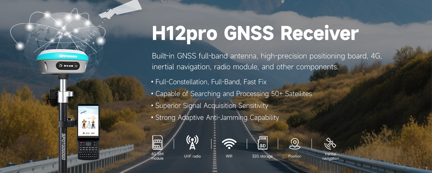 H12 Pro High Precision IMU GNSS Receiver Tilt Compensation Full Constellation Tracking