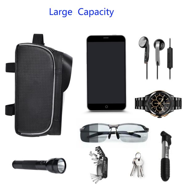 Top Tube Bag Phone Holder Bag With Headphone Hole Window Holder 8x3.2x4.75