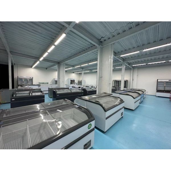 Curved Glass Sliding Door Island Freezer Commercial Deep Frozen Display Freezer