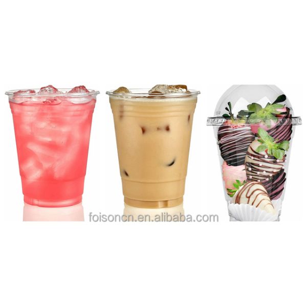 Eco-friendly Disposable PET Clear Plastic Juice Cups with Lids 20oz